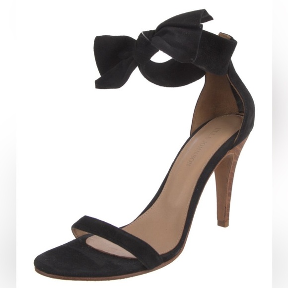 Ulla Johnson Thecia Suede Noir Black Bow Single Strap Heels Size EU 40 US‎ 10 - Picture 3 of 16